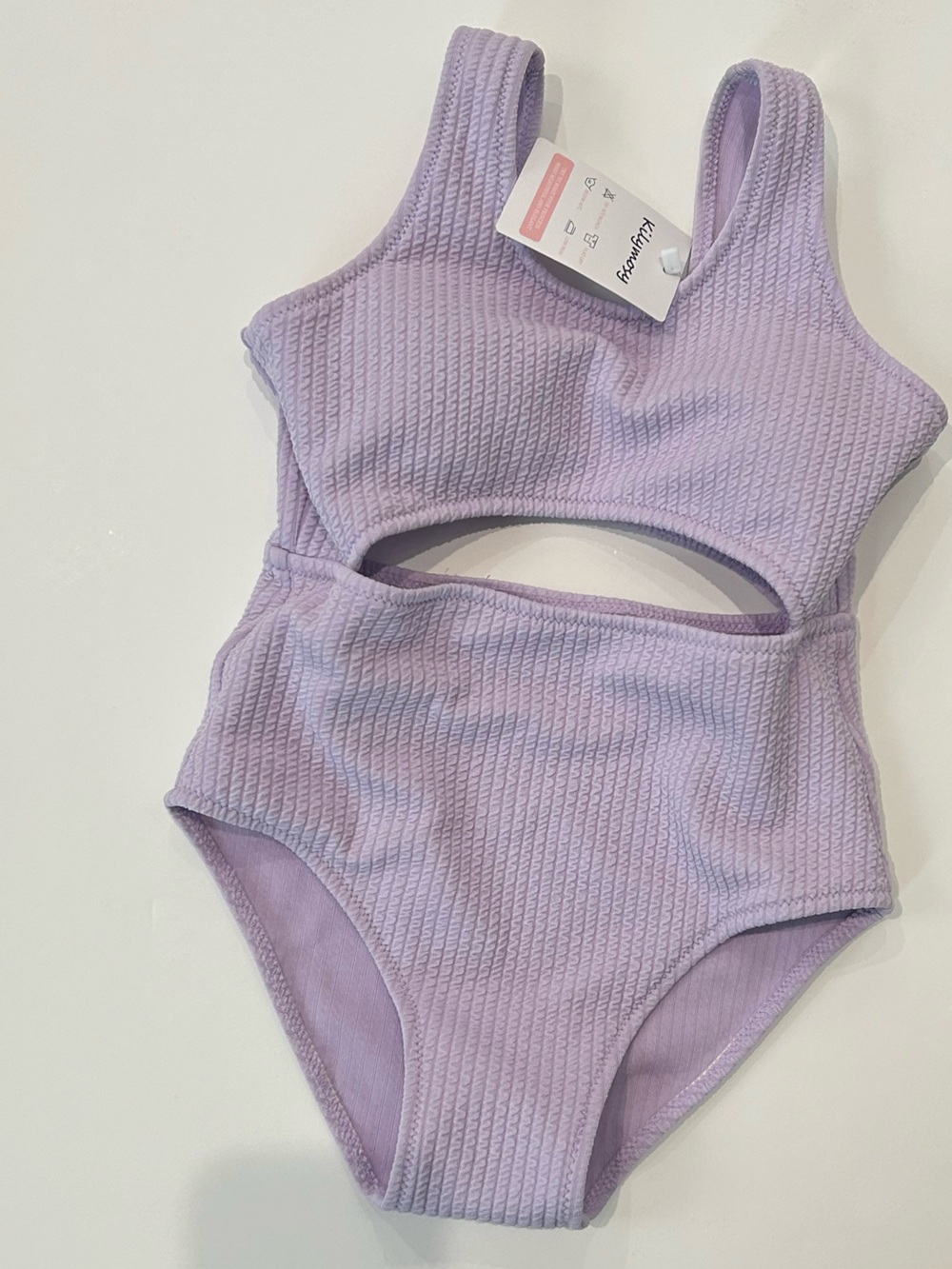 NWT Textured Lavender Cutout One-Piece Swim, Girls Size 6